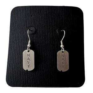 NAVY Military Dog Tag Stainless Steel Earrings New